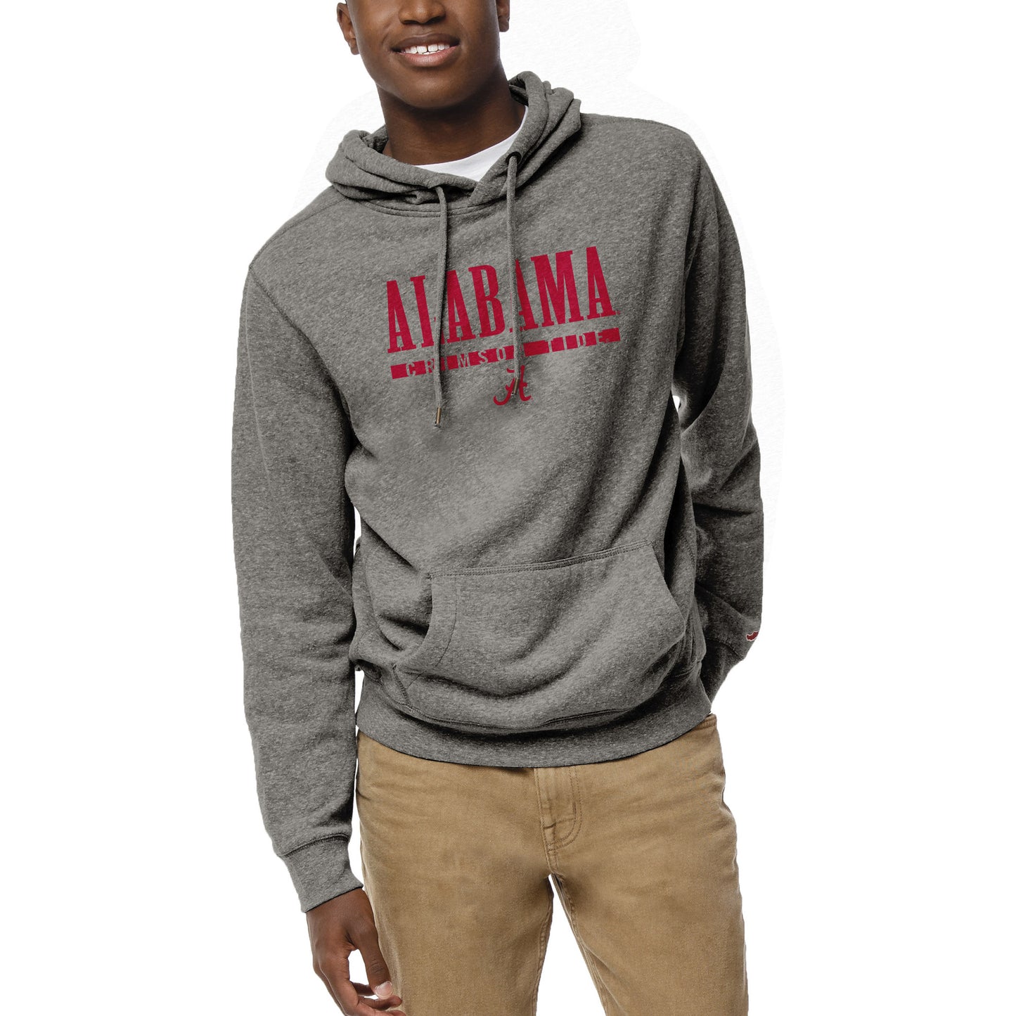 Men's League Collegiate Wear  Heather Gray Alabama Crimson Tide  Heritage Tri-Blend Pullover Hoodie