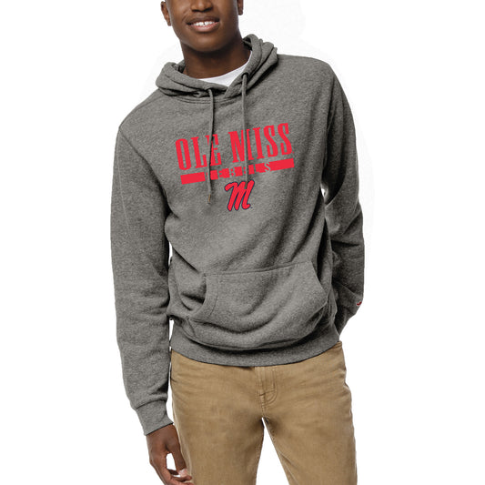 Men's League Collegiate Wear  Heather Gray Ole Miss Rebels  Heritage Tri-Blend Pullover Hoodie