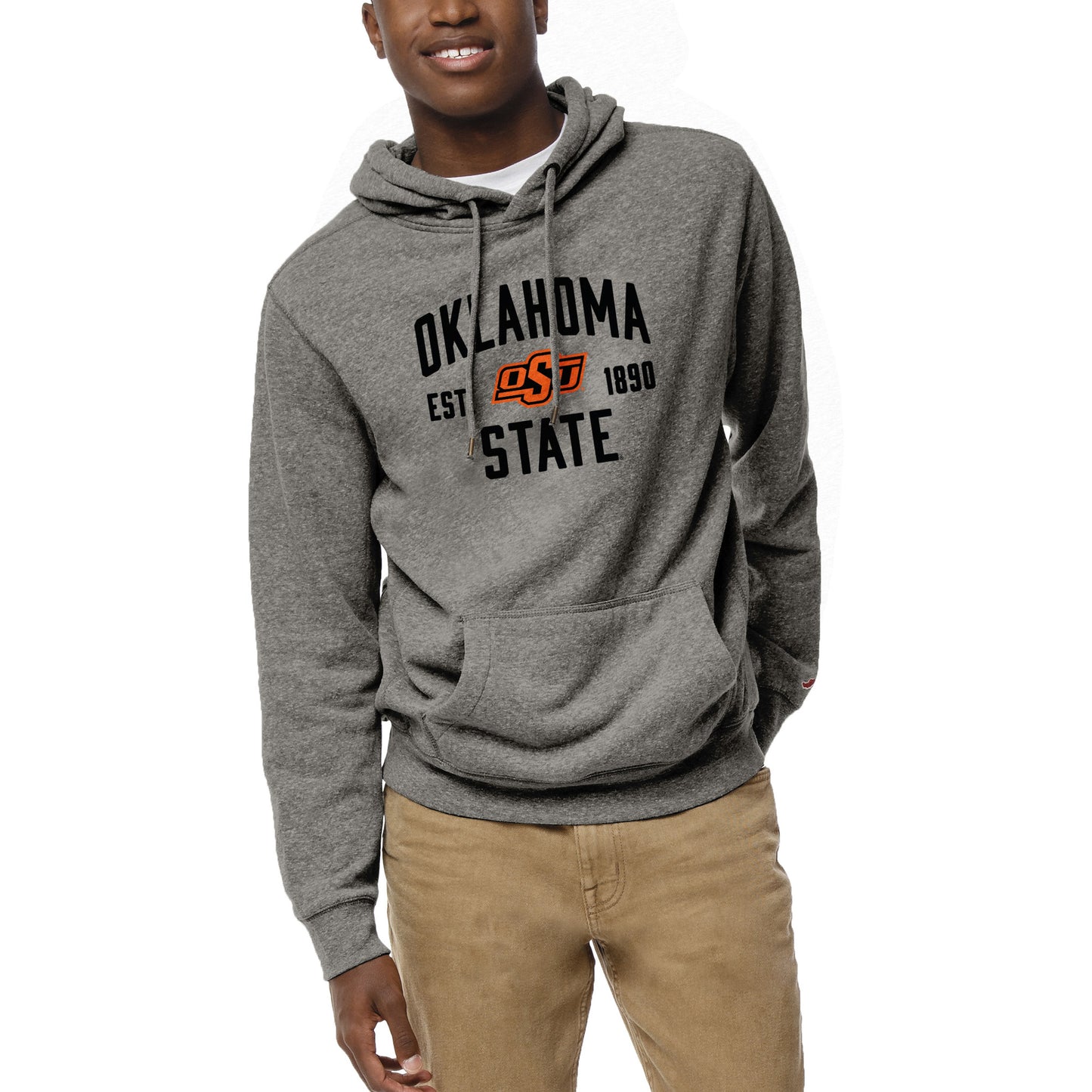 Men's League Collegiate Wear  Heather Gray Oklahoma State Cowboys  Heritage Tri-Blend Pullover Hoodie