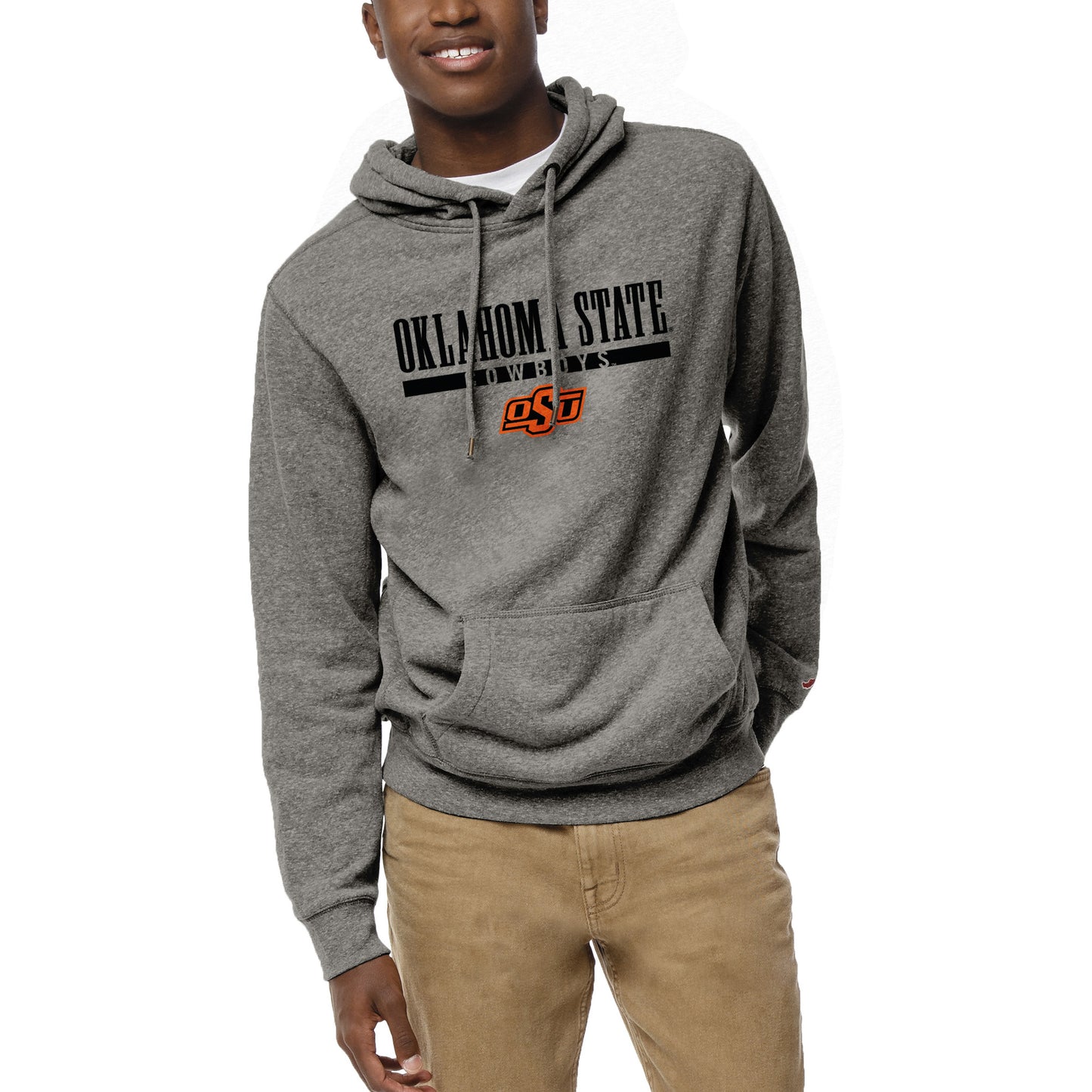 Men's League Collegiate Wear  Heather Gray Oklahoma State Cowboys  Heritage Tri-Blend Pullover Hoodie