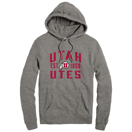 Men's League Collegiate Wear  Heather Gray Utah Utes  Heritage Tri-Blend Pullover Hoodie