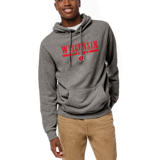 Men's League Collegiate Wear  Heather Gray Wisconsin Badgers  Heritage Tri-Blend Pullover Hoodie