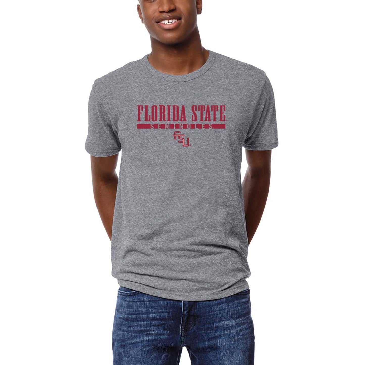 Men's League Collegiate Wear  Heather Gray Florida State Seminoles  Victory Falls Tri-Blend T-Shirt