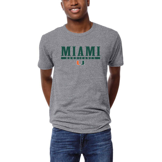 Men's League Collegiate Wear  Heather Gray Miami Hurricanes  Victory Falls Tri-Blend T-Shirt