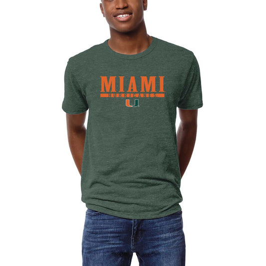 Men's League Collegiate Wear  Heather Green Miami Hurricanes  Victory Falls Tri-Blend T-Shirt