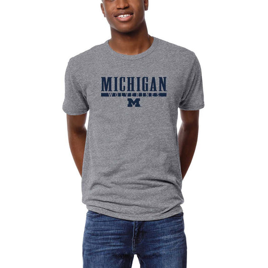 Men's League Collegiate Wear  Heather Gray Michigan Wolverines  Victory Falls Tri-Blend T-Shirt