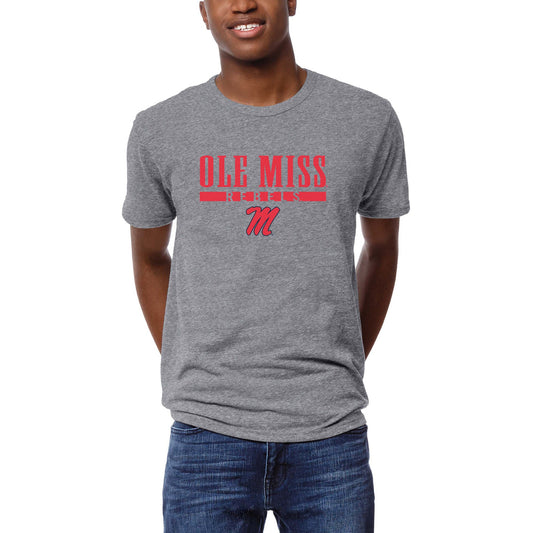 Men's League Collegiate Wear  Heather Gray Ole Miss Rebels  Victory Falls Tri-Blend T-Shirt