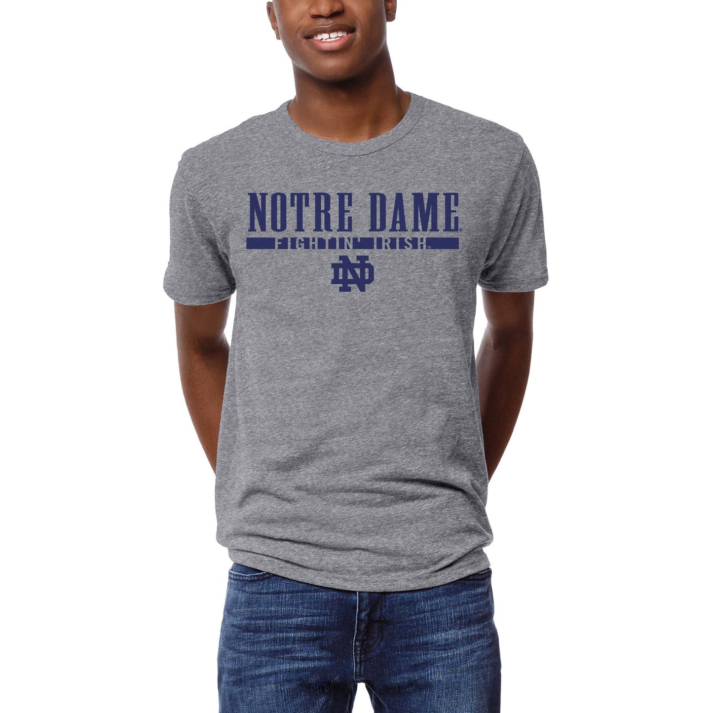 Men's League Collegiate Wear  Heather Gray Notre Dame Fighting Irish  Victory Falls Tri-Blend T-Shirt