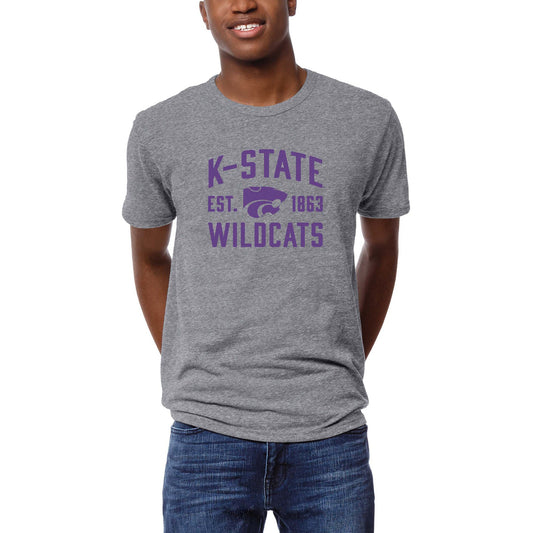 Men's League Collegiate Wear  Heather Gray Kansas State Wildcats  Arch Victory Falls Tri-Blend T-Shirt