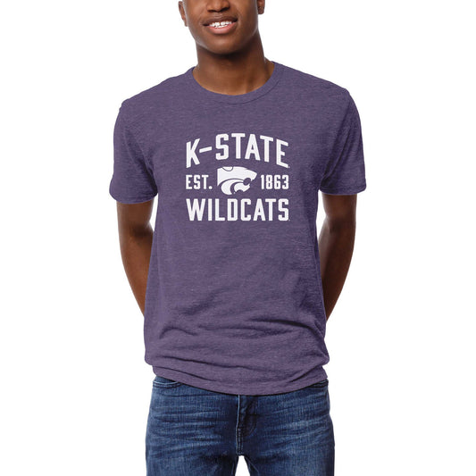 Men's League Collegiate Wear  Heather Purple Kansas State Wildcats  Arch Victory Falls Tri-Blend T-Shirt