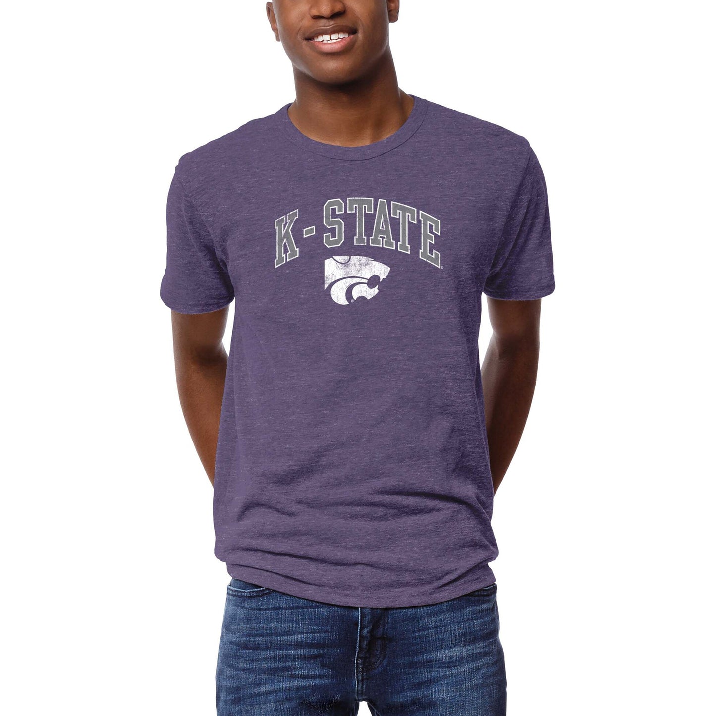 Men's League Collegiate Wear  Heather Purple Kansas State Wildcats  Arch Victory Falls Tri-Blend T-Shirt