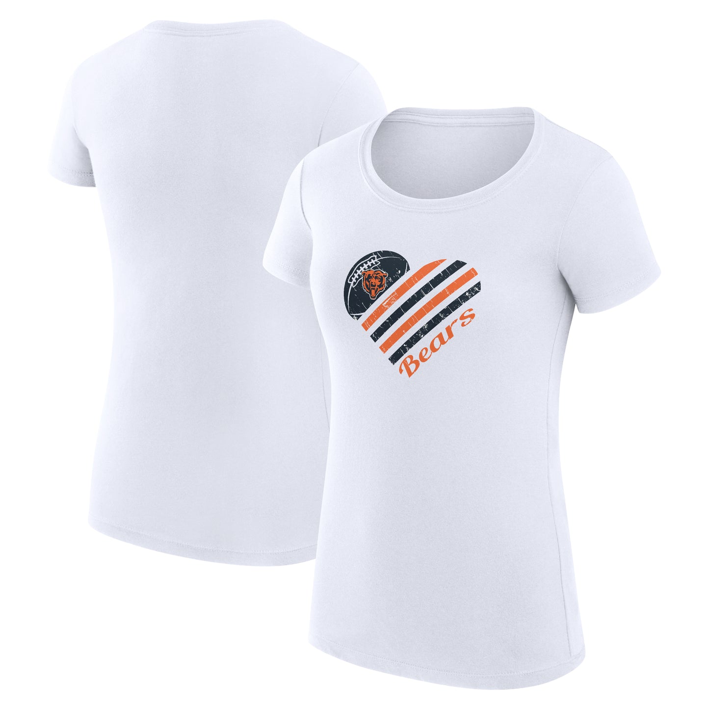 Women's G-III 4Her by Carl Banks White Chicago Bears Heart Graphic Fitted T-Shirt