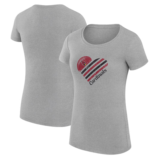 Women's G-III 4Her by Carl Banks Heather Gray Arizona Cardinals Heart Graphic Fitted T-Shirt