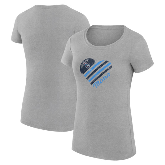 Women's G-III 4Her by Carl Banks Heather Gray Tennessee Titans Heart Graphic Fitted T-Shirt