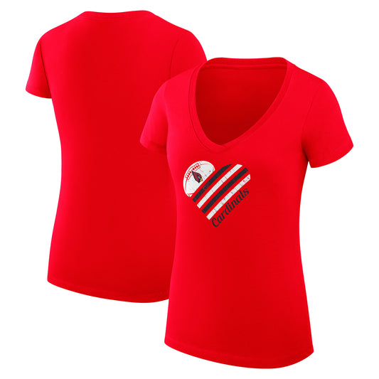 Women's G-III 4Her by Carl Banks Cardinal Arizona Cardinals Heart Graphic V-Neck Fitted T-Shirt