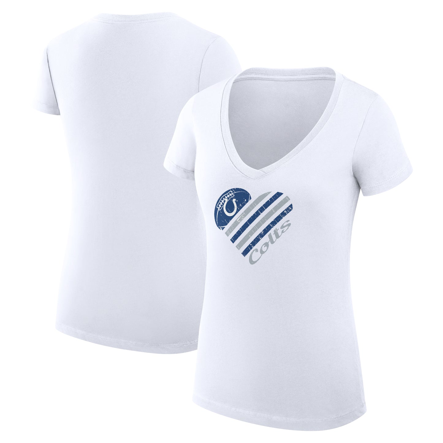 Women's G-III 4Her by Carl Banks White Indianapolis Colts Heart Graphic V-Neck Fitted T-Shirt