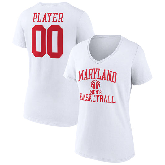 Women's  White Maryland Terrapins Men's Basketball Pick-A-Player NIL Gameday Tradition V-Neck T-Shirt