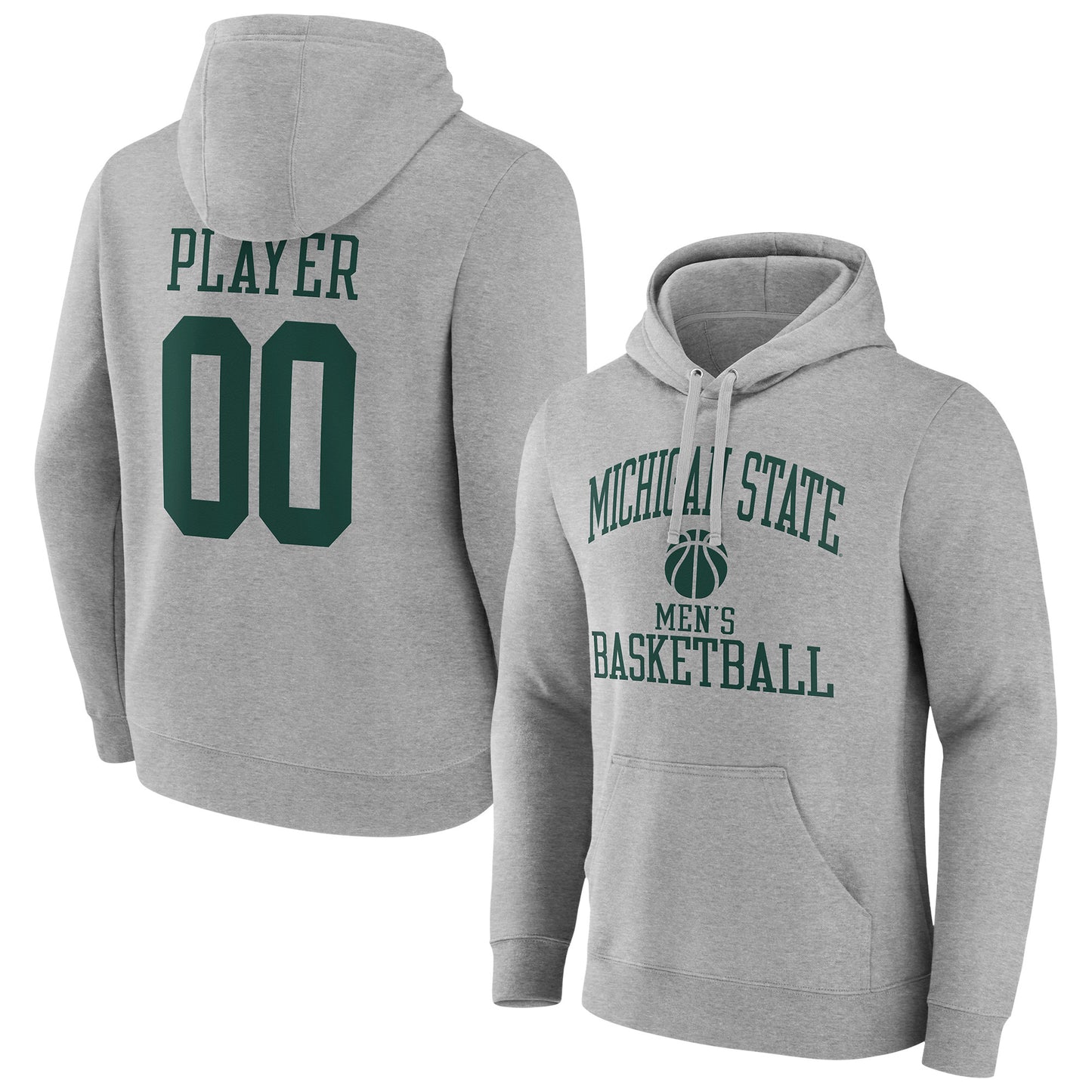 Men's  Gray Michigan State Spartans Men's Basketball Pick-A-Player NIL Gameday Tradition Pullover Hoodie