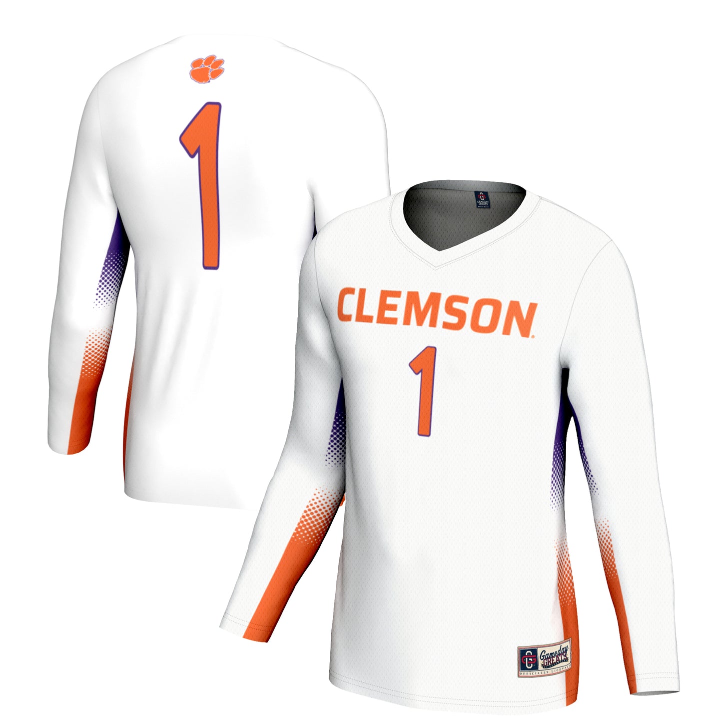 Unisex GameDay Greats #1 White Clemson Tigers Lightweight Volleyball Jersey