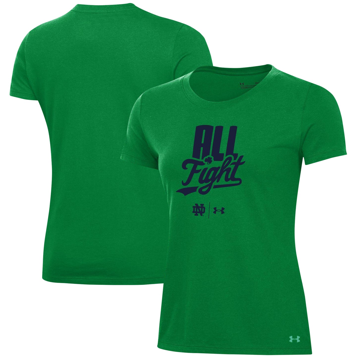 Women's Under Armour Kelly Green Notre Dame Fighting Irish All Fight T-Shirt