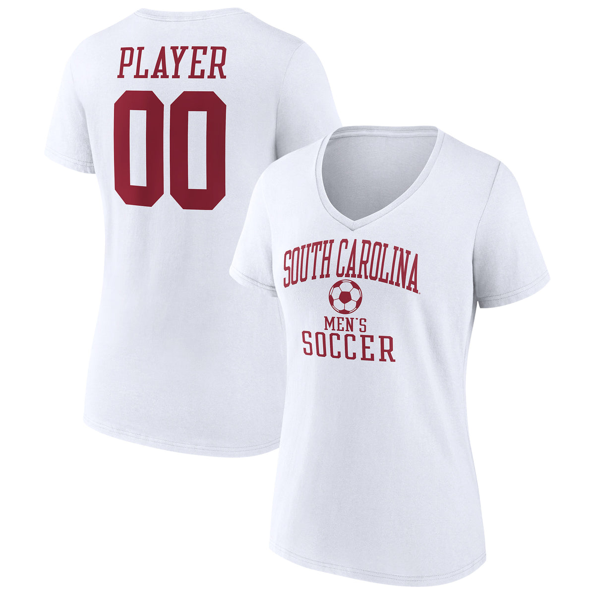 Women's  White South Carolina Gamecocks Men's Soccer Pick-A-Player NIL Gameday Tradition V-Neck T-Shirt