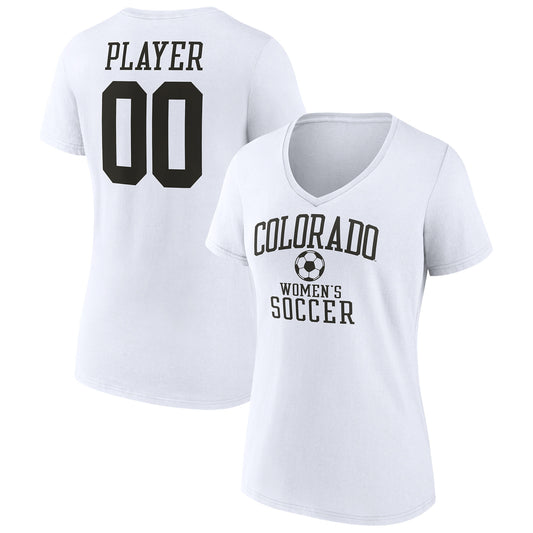Women's  White Colorado Buffaloes Women's Soccer Pick-A-Player NIL Gameday Tradition V-Neck T-Shirt