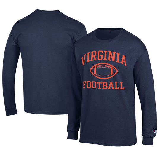 Men's Champion  Navy Virginia Cavaliers Football Jersey Long Sleeve T-Shirt