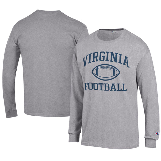 Men's Champion  Gray Virginia Cavaliers Football Jersey Long Sleeve T-Shirt