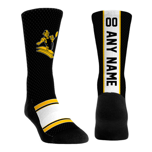 Youth Rock Em Socks  Black Pittsburgh Steelers Throwback Jersey Custom Crew Socks