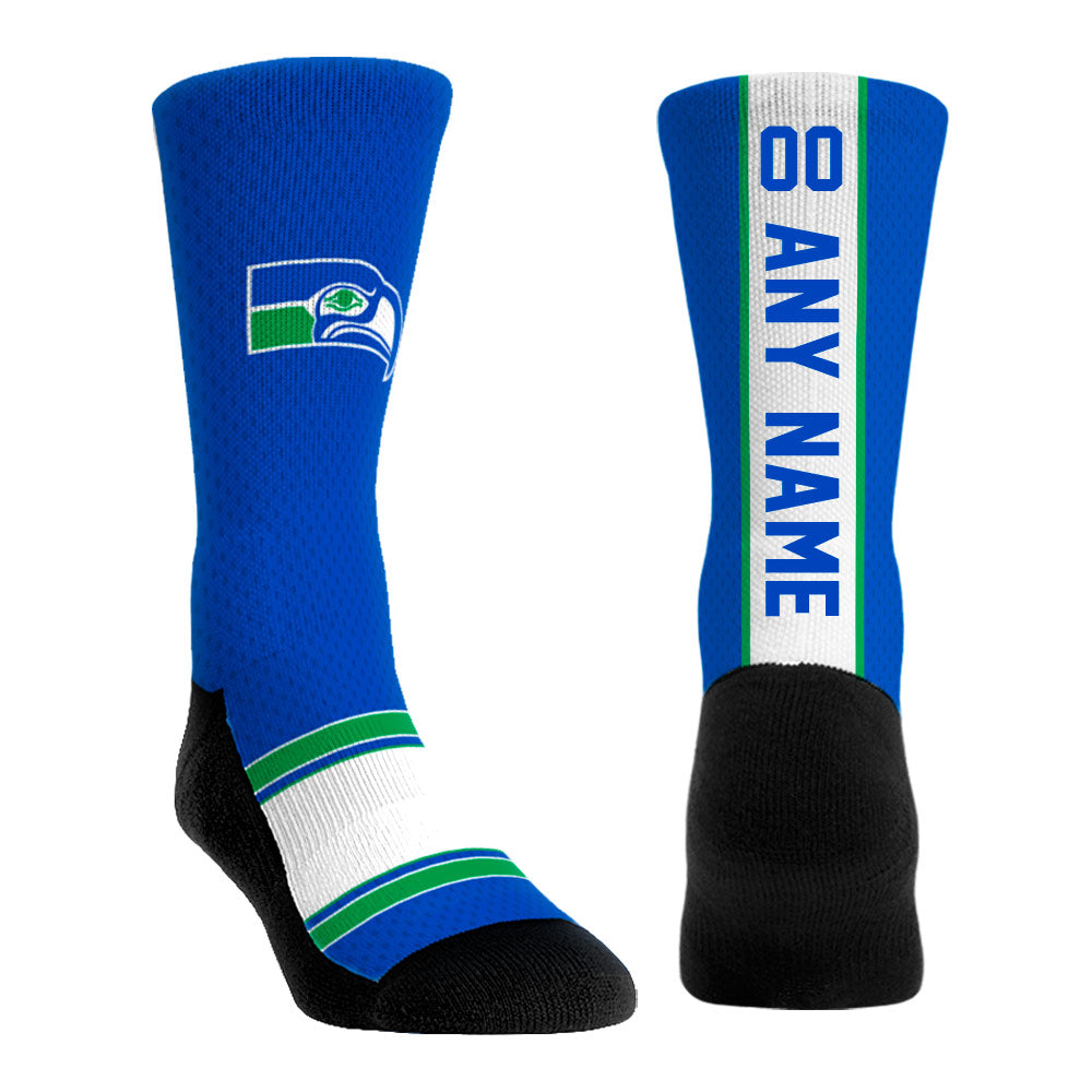 Youth Rock Em Socks  Royal Seattle Seahawks Throwback Jersey Custom Crew Socks