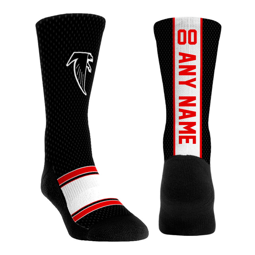 Unisex Rock Em Socks  Black Atlanta Falcons Throwback Jersey Custom Crew Socks