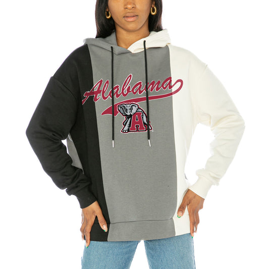 Women's Gameday Couture  Black/White Alabama Crimson Tide Go All In Tri-Color Pullover Hoodie