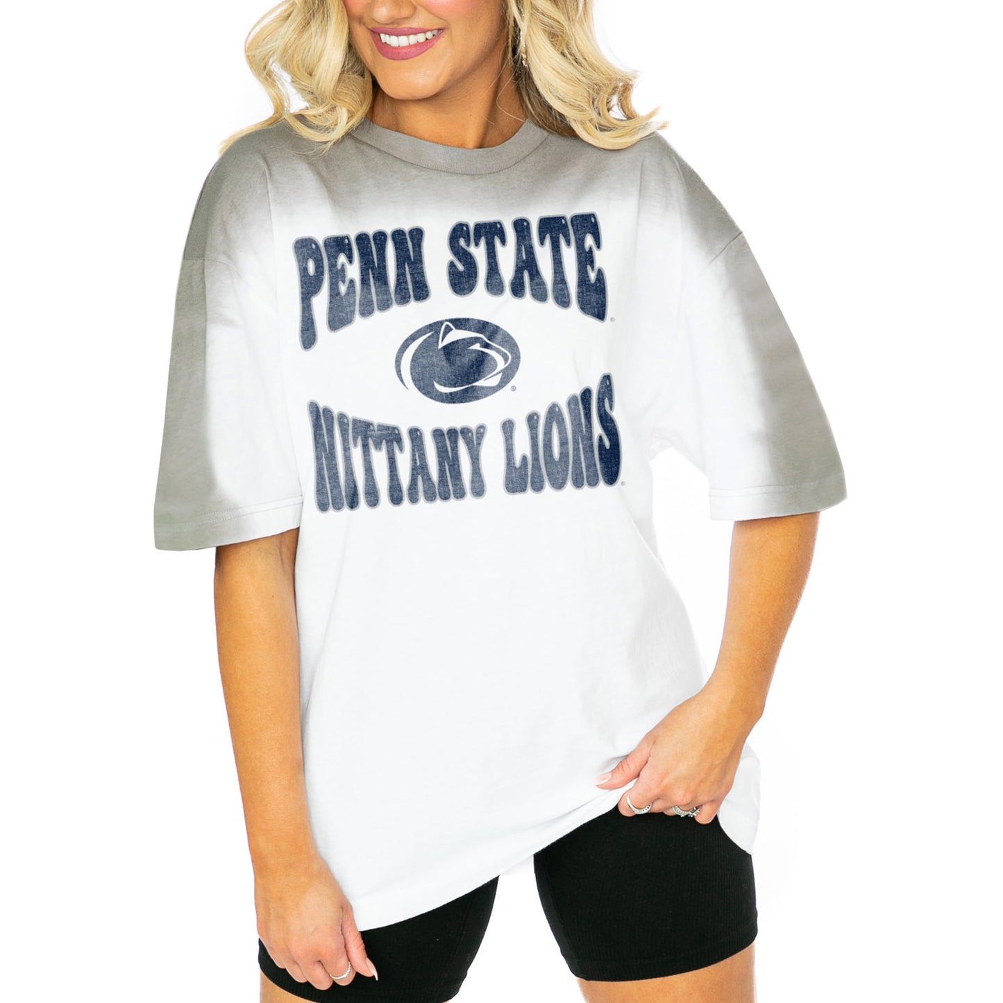 Women's Gameday Couture  White/Gray Penn State Nittany Lions Campus Glory Colorwave Oversized T-Shirt