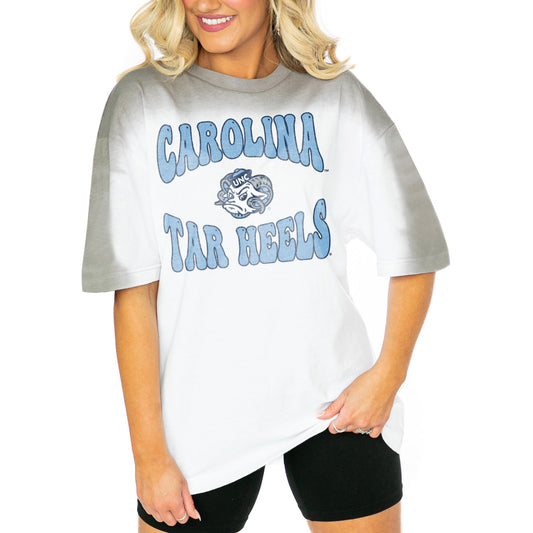 Women's Gameday Couture  White/Gray North Carolina Tar Heels Campus Glory Colorwave Oversized T-Shirt