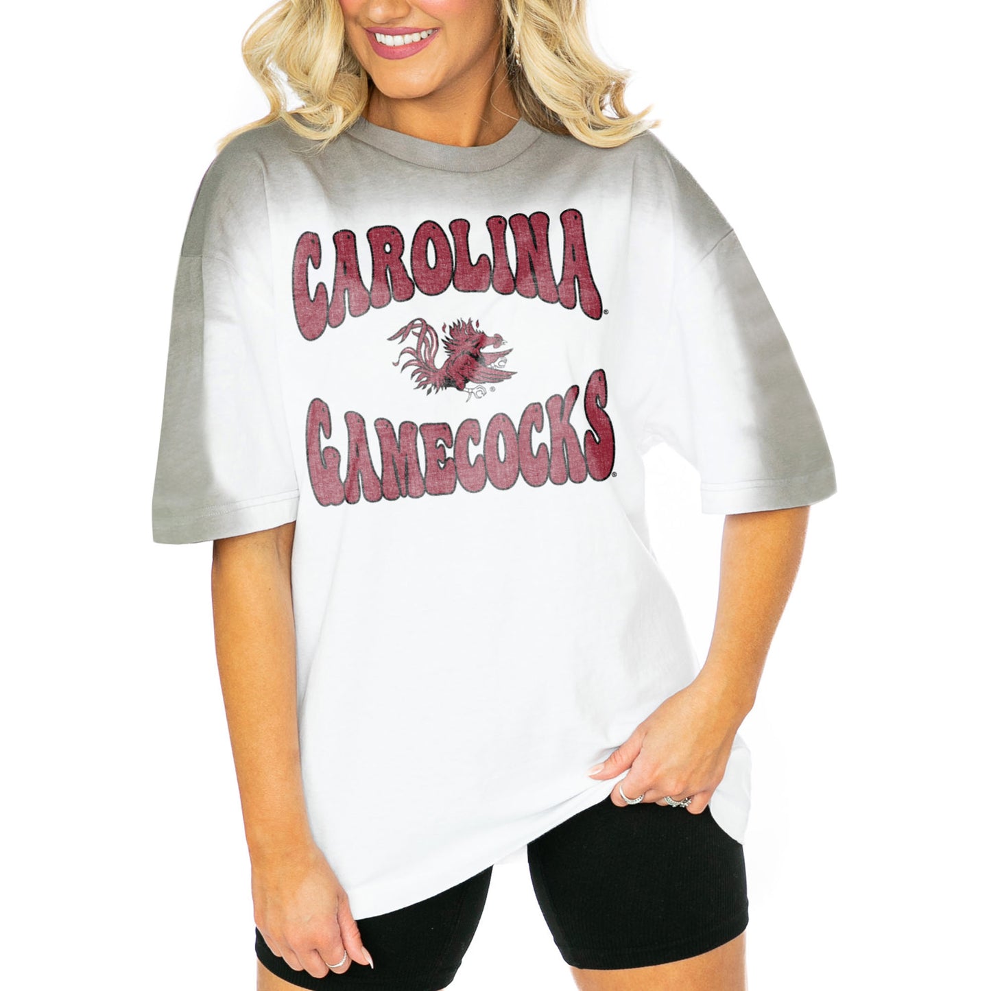 Women's Gameday Couture  White/Gray South Carolina Gamecocks Campus Glory Colorwave Oversized T-Shirt