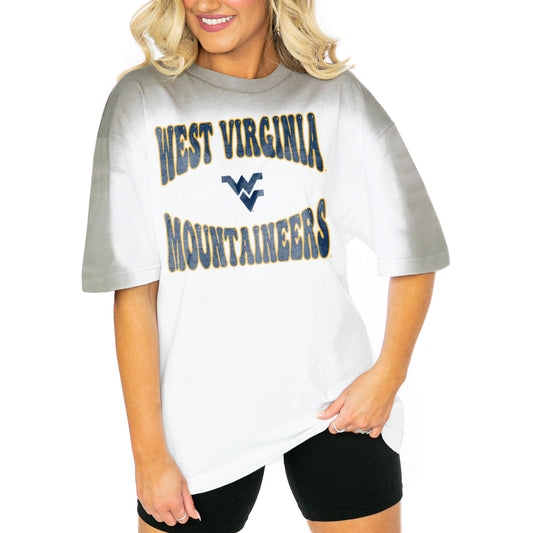 Women's Gameday Couture  White/Gray West Virginia Mountaineers Campus Glory Colorwave Oversized T-Shirt