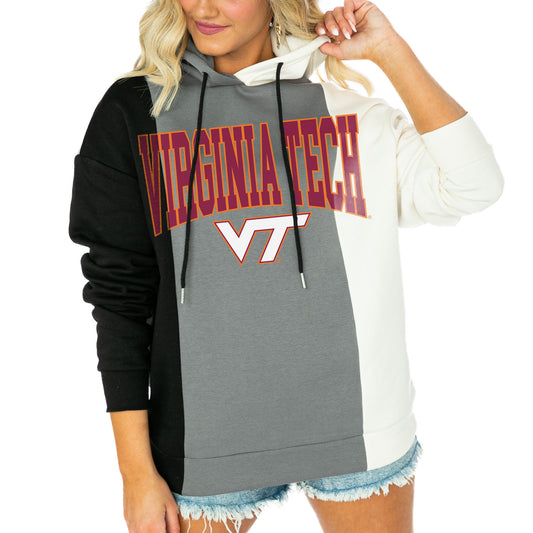 Women's Gameday Couture  Black/White Virginia Tech Hokies Victory Tri-Color Pullover Hoodie