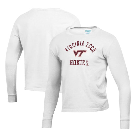 Youth  White Virginia Tech Hokies Mascot Comfort Wash Long Sleeve T-Shirt