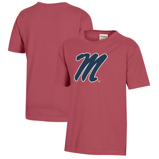 Youth  Red Ole Miss Rebels Logo Comfort Wash T-Shirt