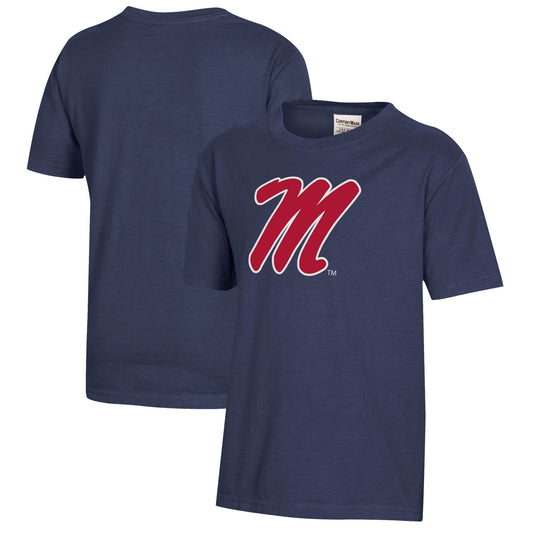 Youth  Heather Navy Ole Miss Rebels Logo Comfort Wash T-Shirt