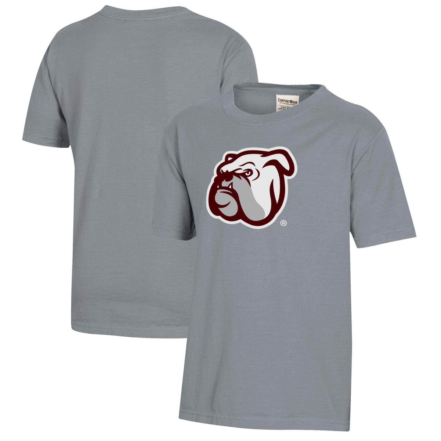 Youth  Gray Mississippi State Bulldogs Logo Comfort Wash T-Shirt