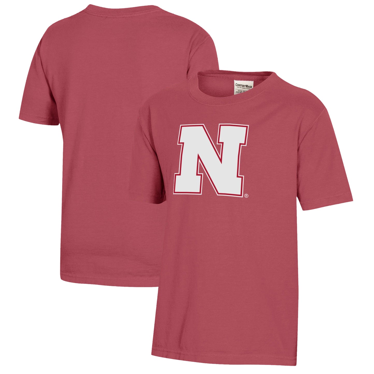 Youth  Scarlet Nebraska Huskers Logo Comfort Wash T-Shirt