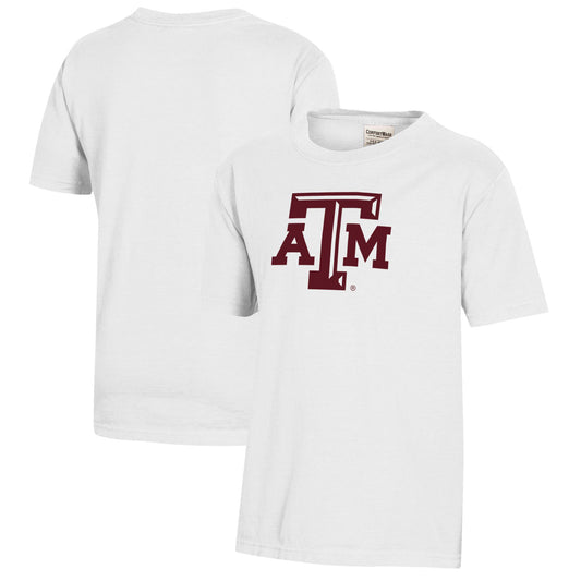 Youth  White Texas A&M Aggies Logo Comfort Wash T-Shirt