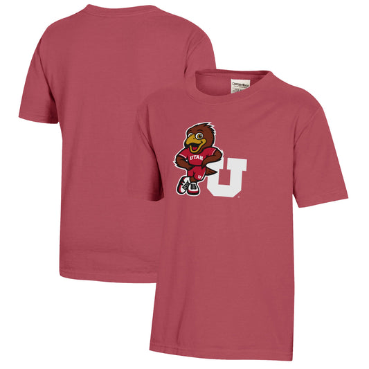 Youth  Red Utah Utes Logo Comfort Wash T-Shirt