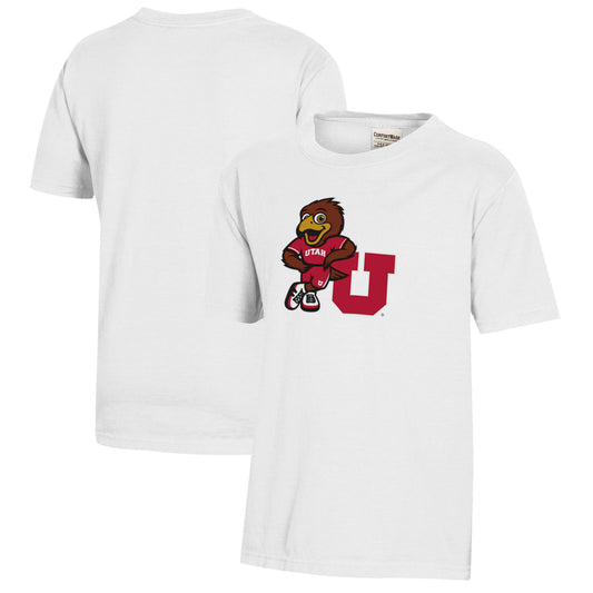 Youth  White Utah Utes Logo Comfort Wash T-Shirt