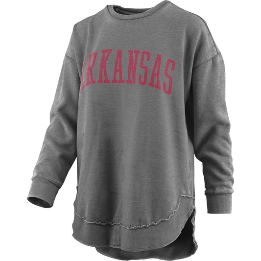 Women's Pressbox Black Arkansas Razorbacks Vintage Wash Pullover Sweatshirt