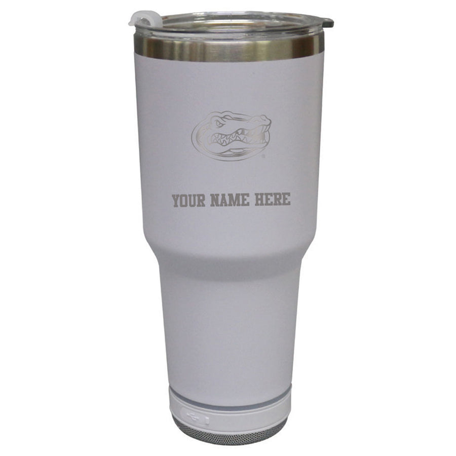 The Memory Company  White Florida Gators Personalized 30oz. Stainless Steel Bluetooth Tumbler