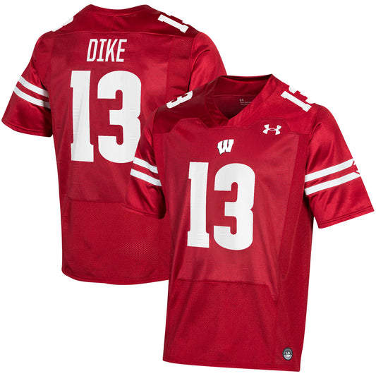 Men's Under Armour Chimere Dike Red Wisconsin Badgers Player Game Jersey