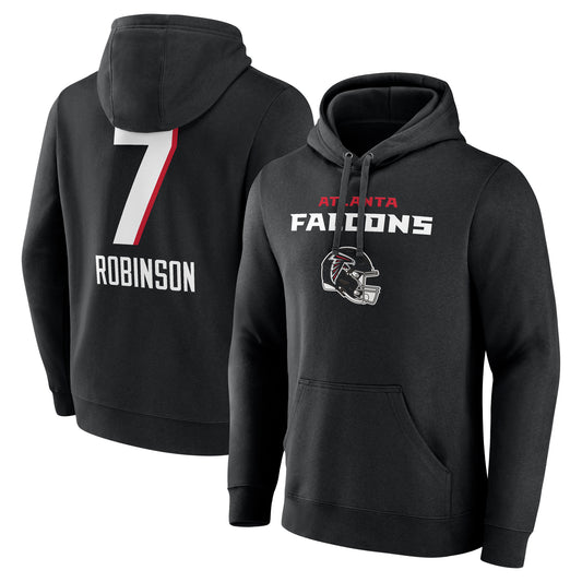 Men's Bijan Robinson Black Atlanta Falcons Team Wordmark Name & Number Pullover Hoodie