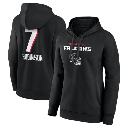 Women's Bijan Robinson Black Atlanta Falcons Team Wordmark Name & Number Pullover Hoodie